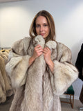 Blue Fox Fur Coat, Short Sleeves, Size XL