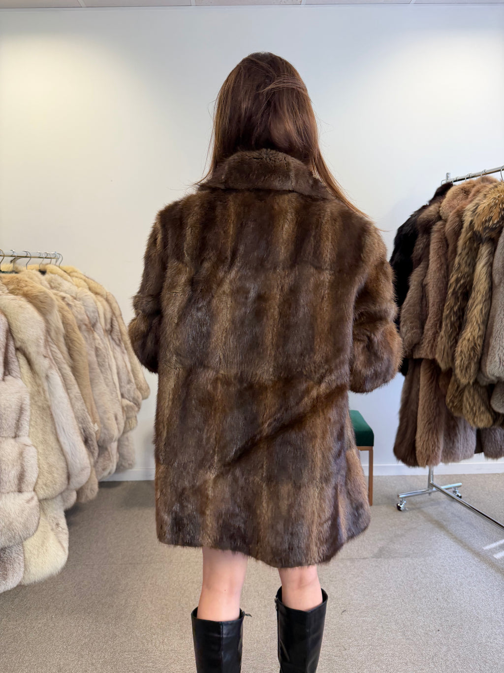 Brown Beaver Fur Jacket, Medium, Outlet