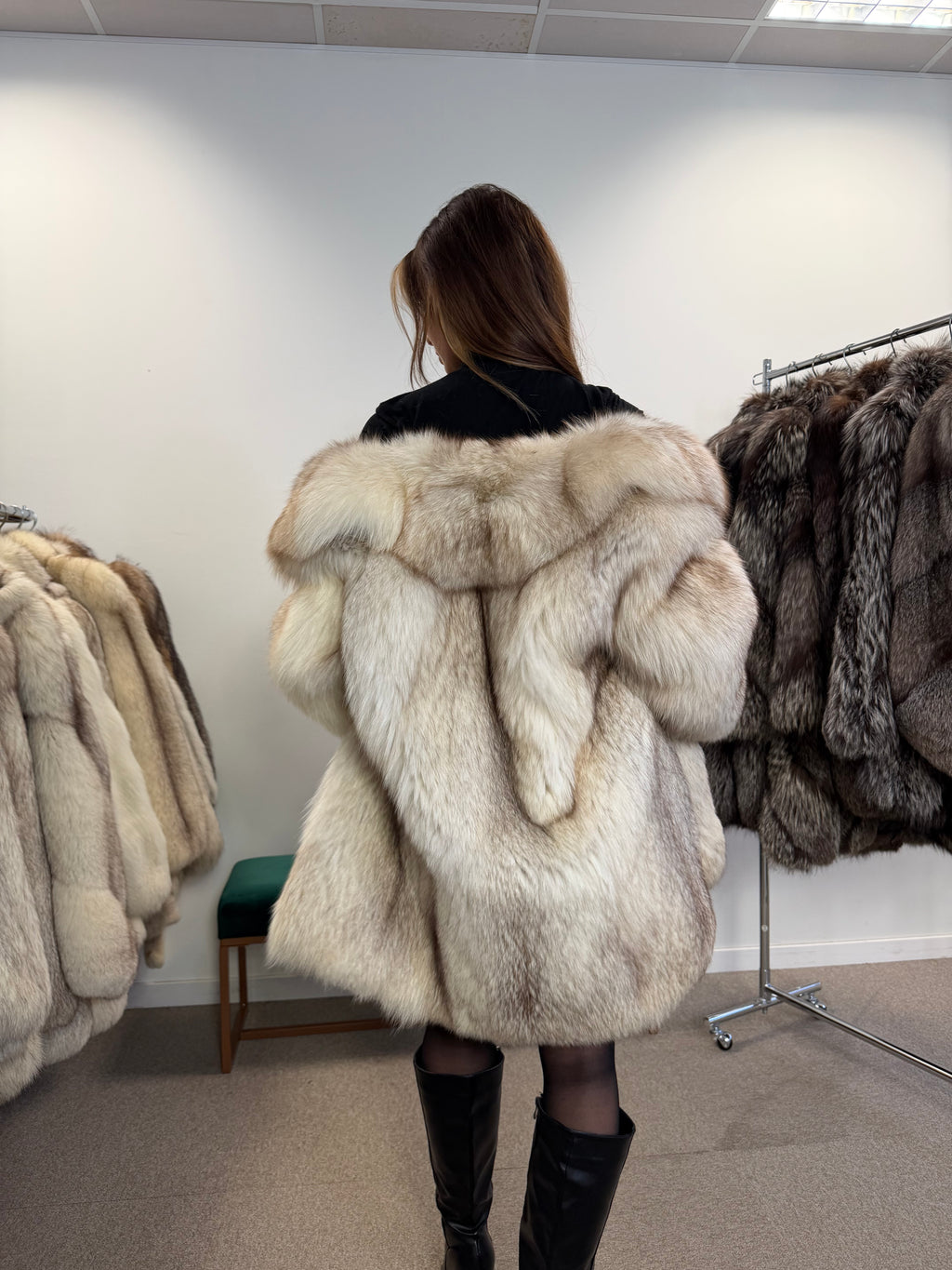 White Fox Fur Jacket, Luxury Quality - M size