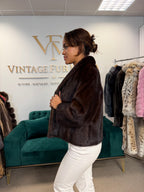 Dark Brown Mink Fur Jacket, Medium, Short