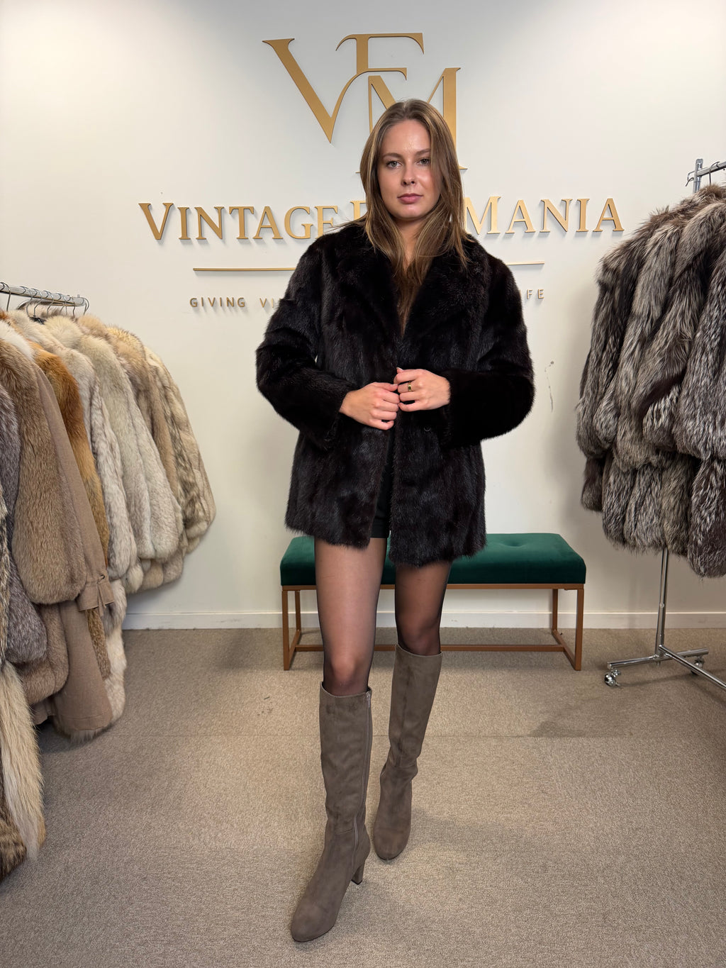 Dark Brown Mink Fur Jacket, Medium