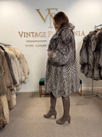 Silver Fox Fur Coat, Large, SAGA, Swinger, Trimmed