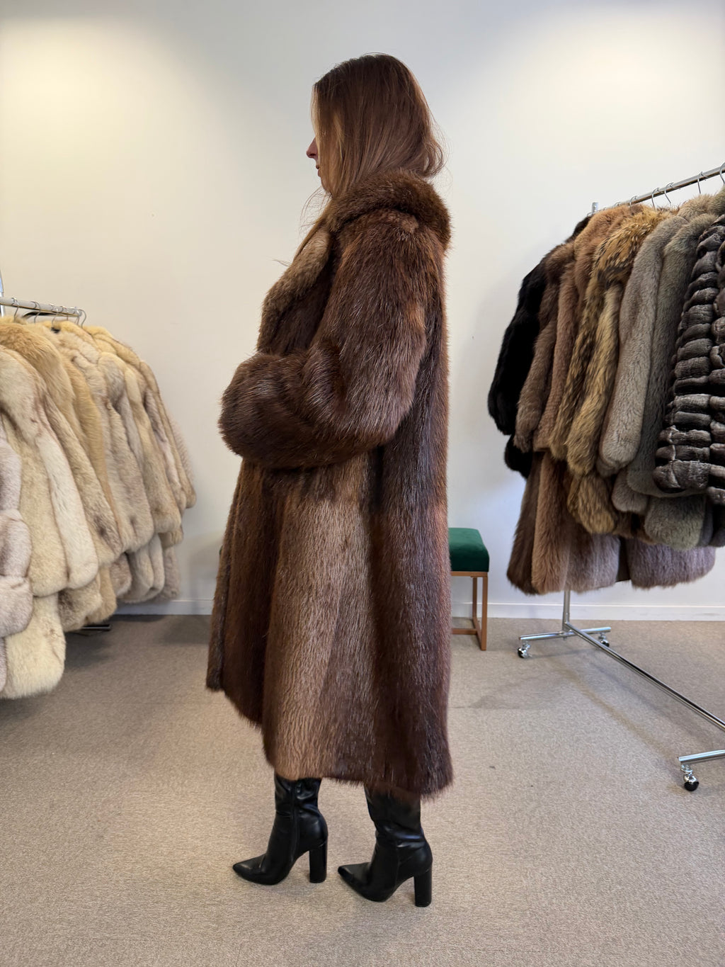 Beaver Fur Coat, Thick Fur, Size M