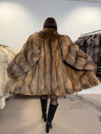 Fox Fur Coat, Cross Fox, Shoulder Pads, Size M