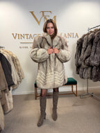 White Nordic Fox Fur Coat, Medium, Thick Pelt