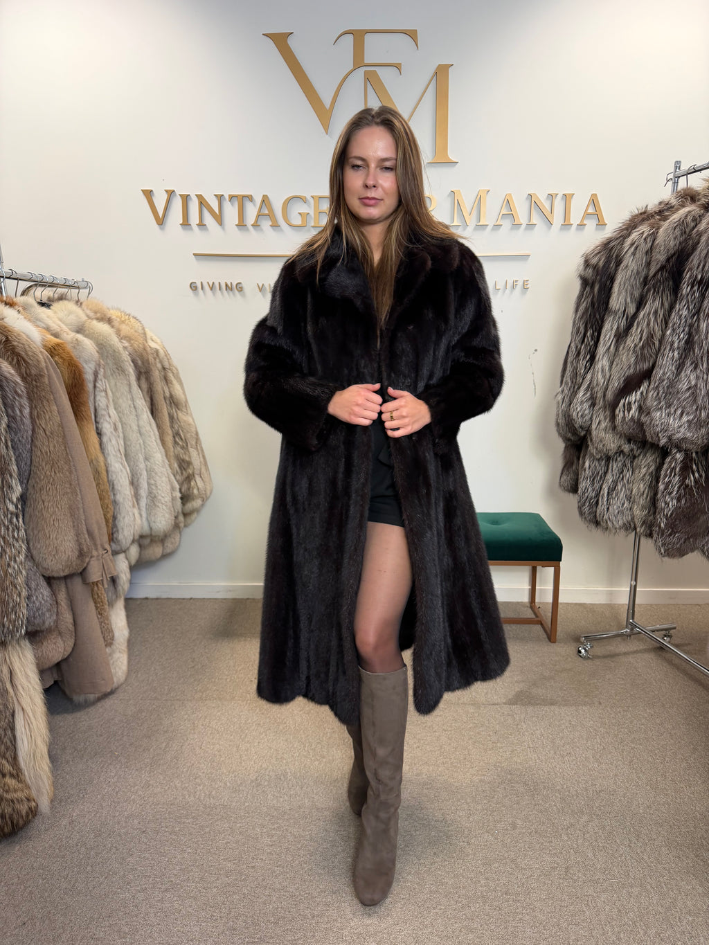 Dark Brown Mink Fur Coat, Medium, Bouckaert