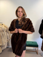 Mink Fur Stole, Dark Brown, Thick 200 cm