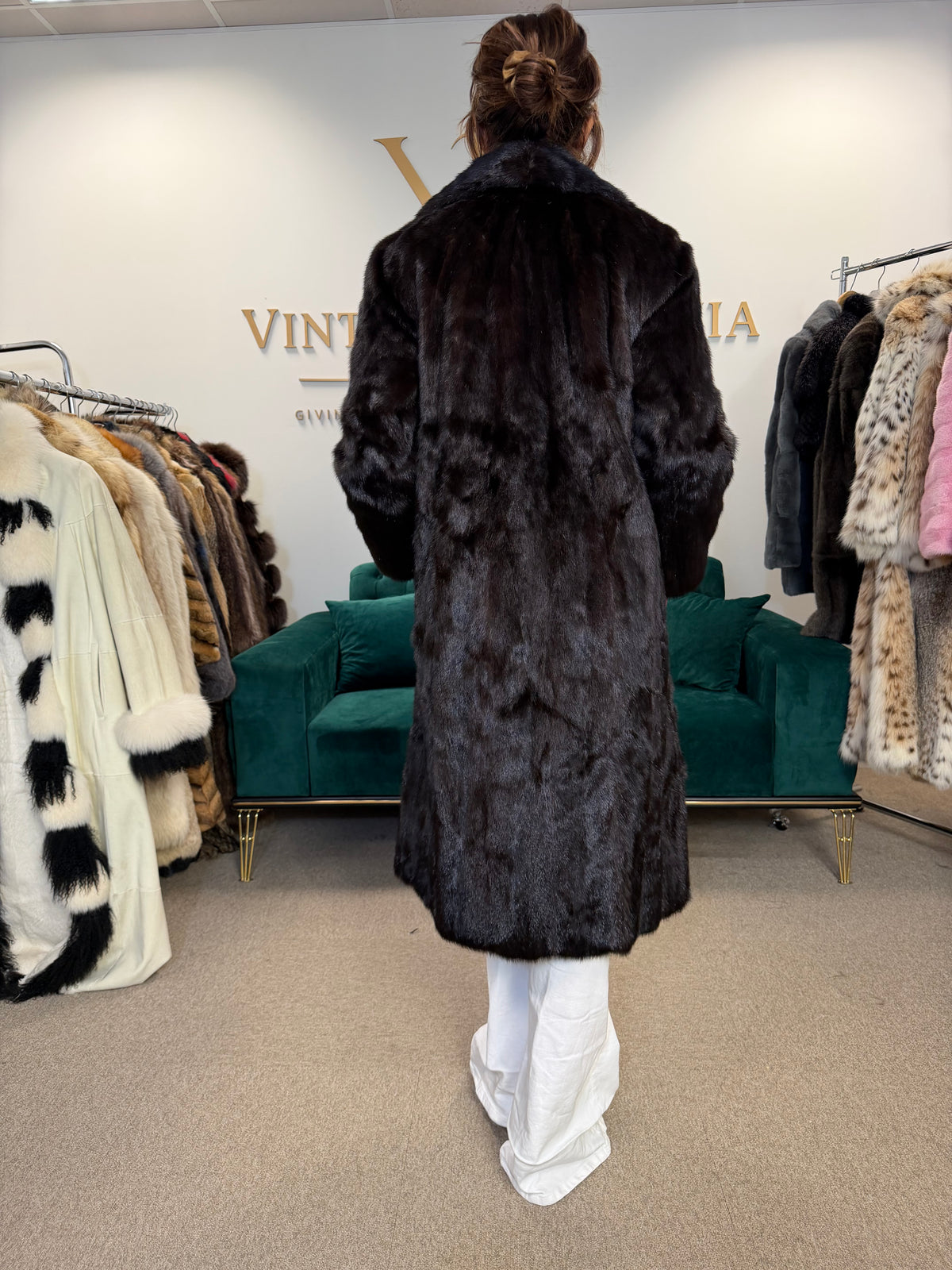 Dark Brown SAGA Mink Fur Coat, Medium