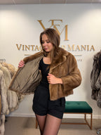 Light Beige Mink Fur Jacket, Medium, Short Sleeves