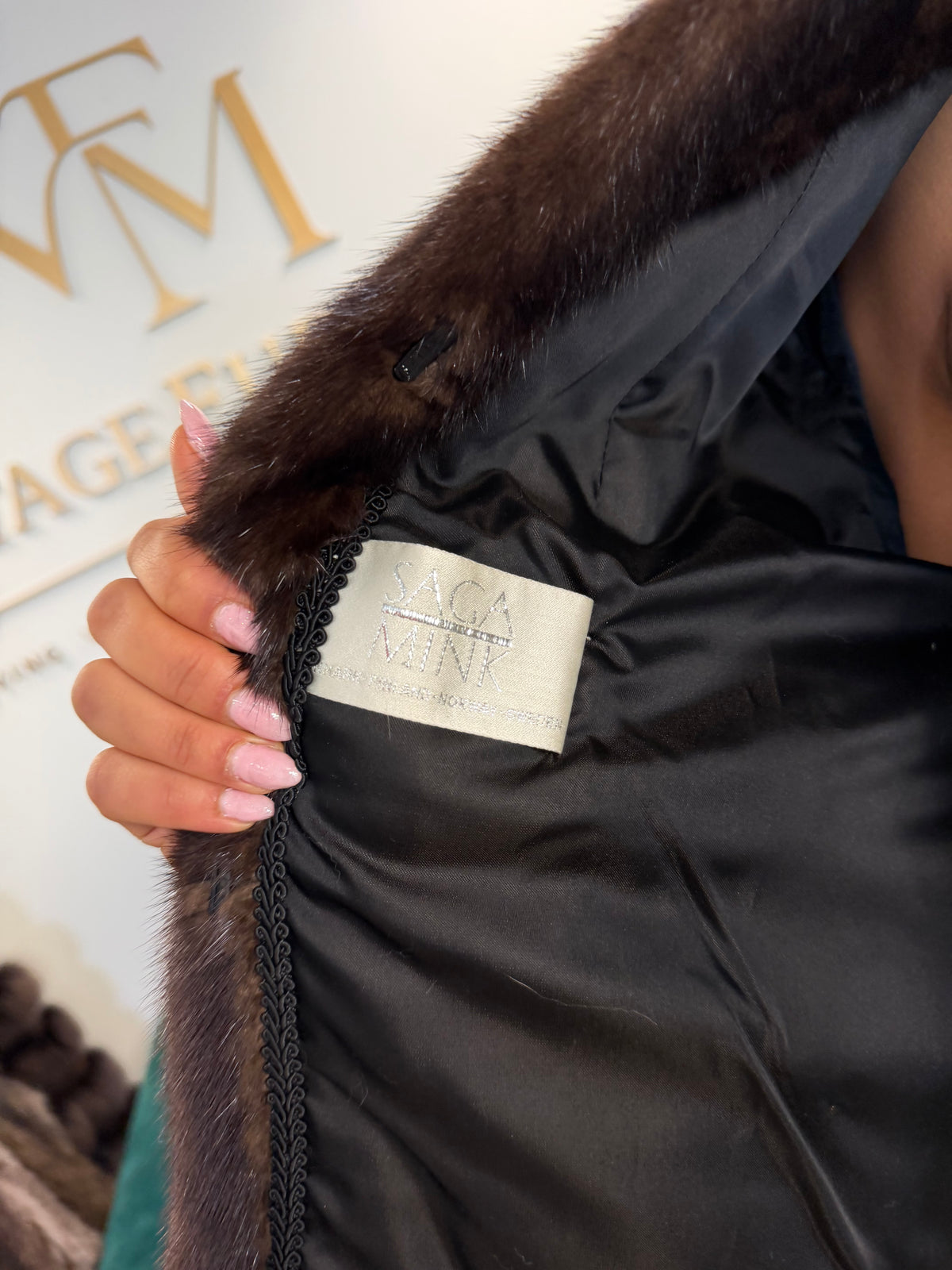 Dark Brown SAGA Mink Fur Jacket, Medium, Short