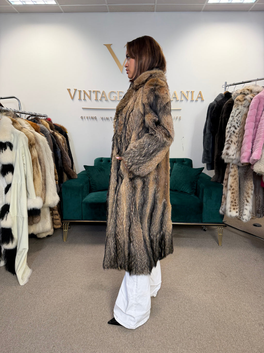 Coyote Fur Coat, Small, Outlet
