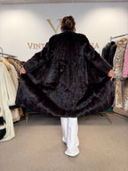 Dark Brown SAGA Mink Fur Coat, Medium