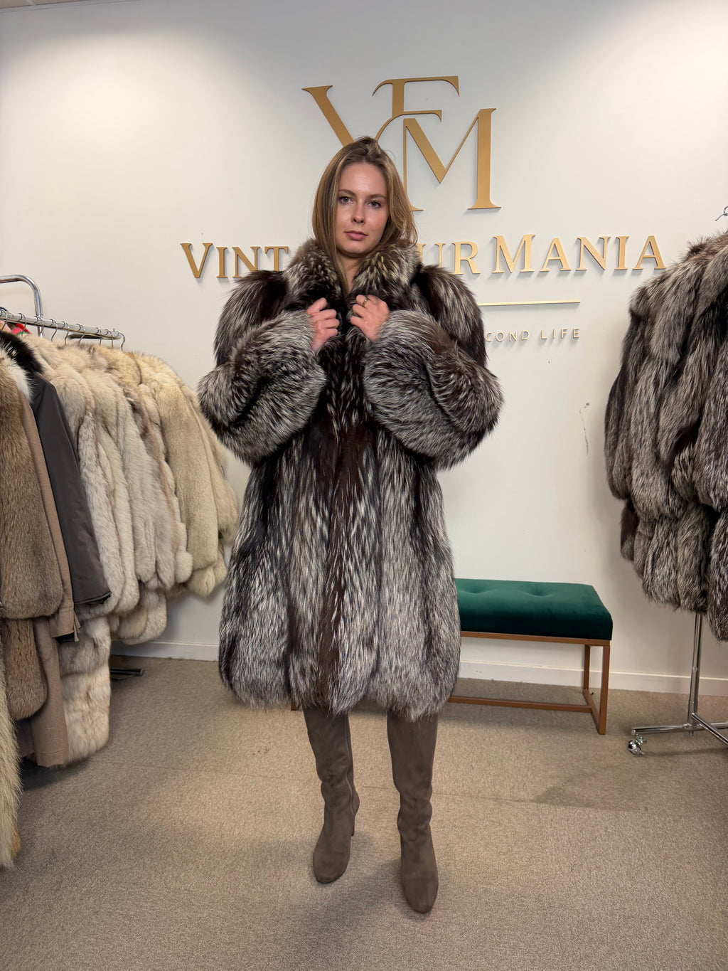 Silver Fox Fur Coat, Large, Ankershoffhem luxury brand