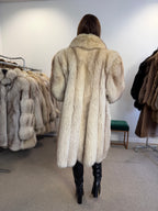 Fox Fur Coat, White Nordic, Fur Collar, Size XL