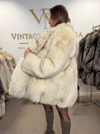 White Fox Fur Coat, Medium, Outlet