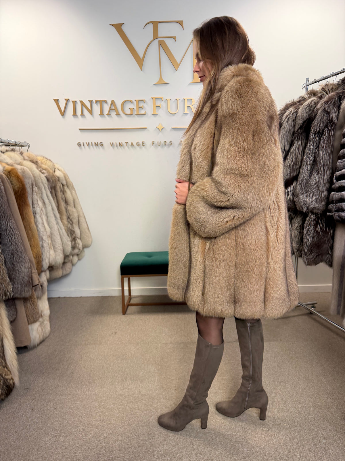Soft Brown Fox Fur Coat, Medium, Super Soft