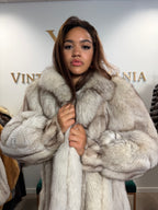 White Blue Fox Fur Coat, Like New, Medium