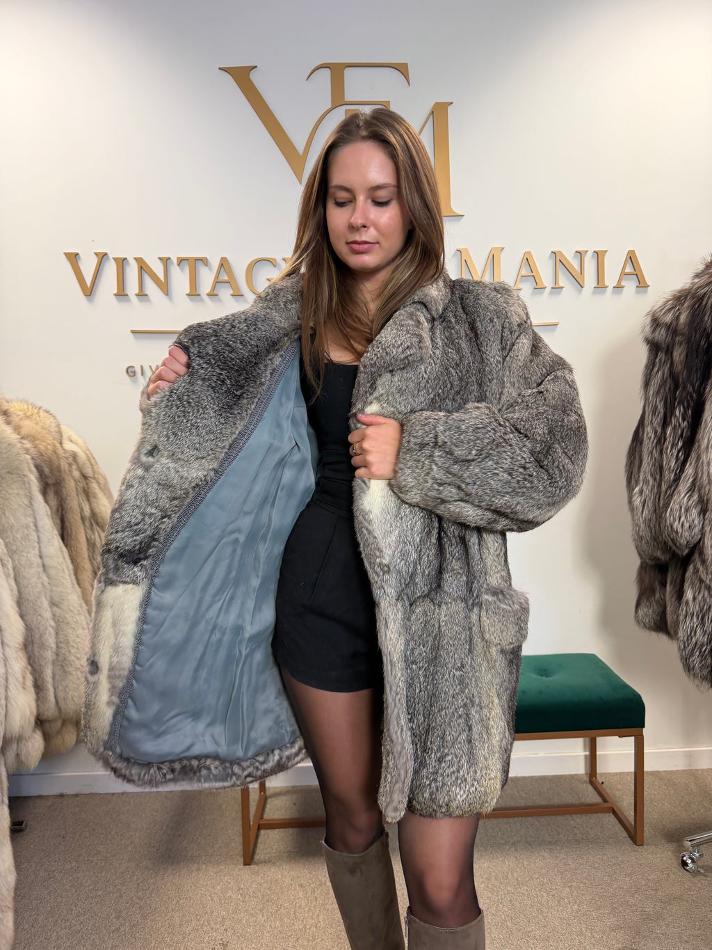 Rabbit Fur Jacket, Medium, Thick & Soft