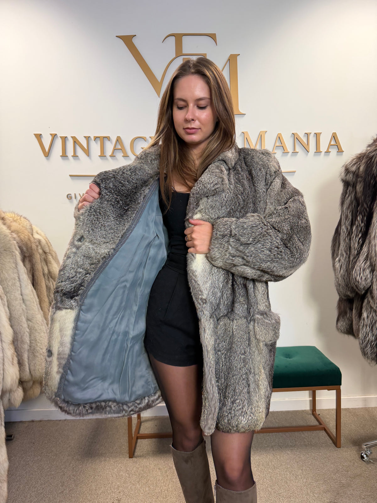 Rabbit Fur Jacket, Medium, Thick & Soft