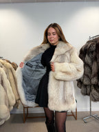 White Fox Fur Jacket, Size M