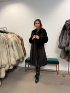 Mink Fur Coat, Dark Brown, Size M