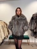 Opossum Fur Jacket, Hooded, Size M