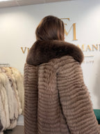 Fluffy Brown Fox Fur Coat, Medium, Extra Full Length, trimmed fur