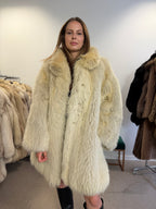 Fox Fur Coat, White, Size XL