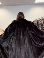 Mink Fur Coat, Dark Brown, Size L