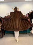 Brown Thick Mink Fur Coat, XL, Flexible