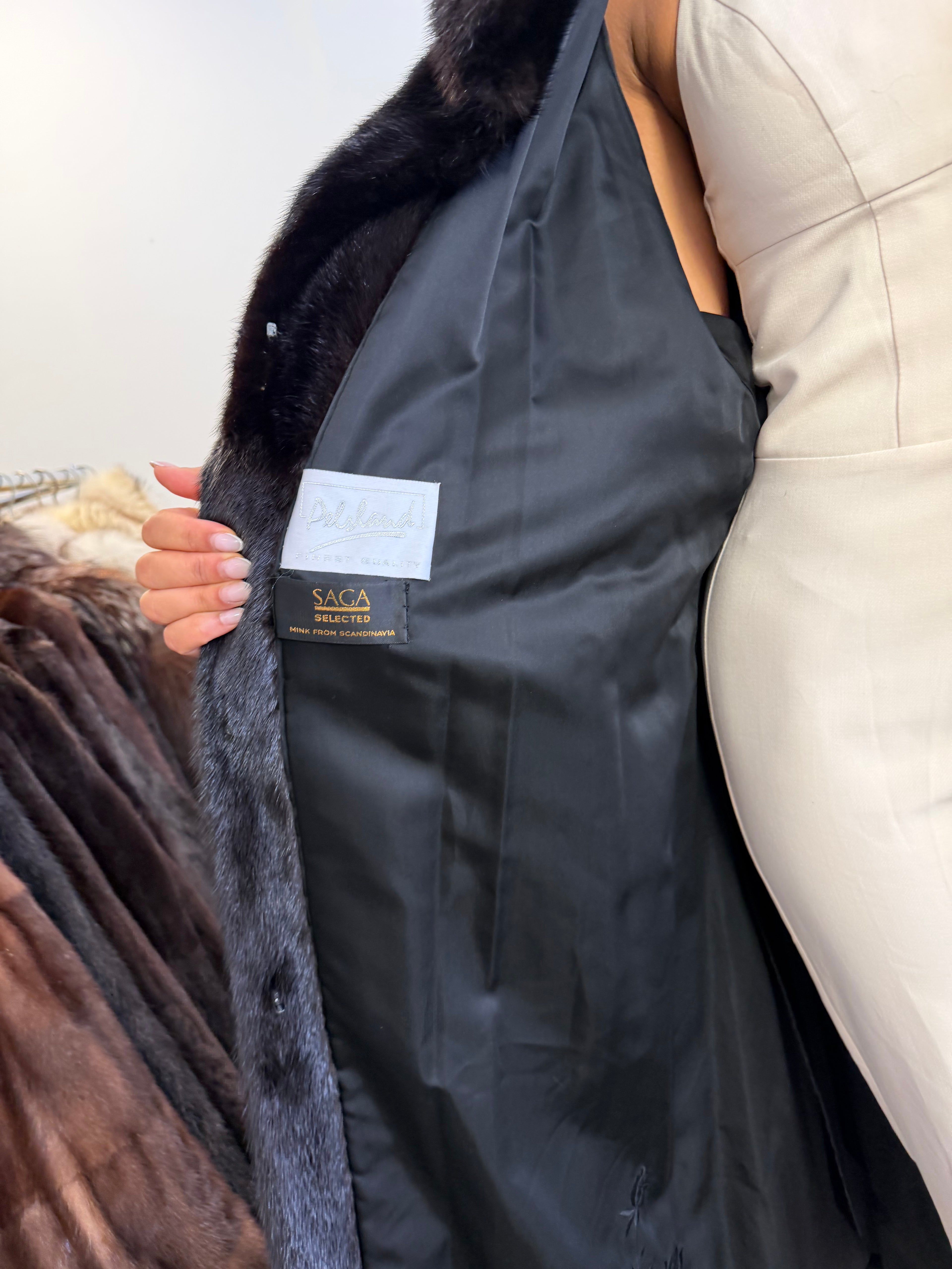 Mink Fur Coat, Black SAGA Pelsland, XXL