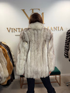 White Blue Fox Fur Jacket, Short and Soft, Medium