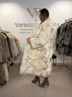 White Fox Fur Coat, Full Length, Pieced, Slim Medium