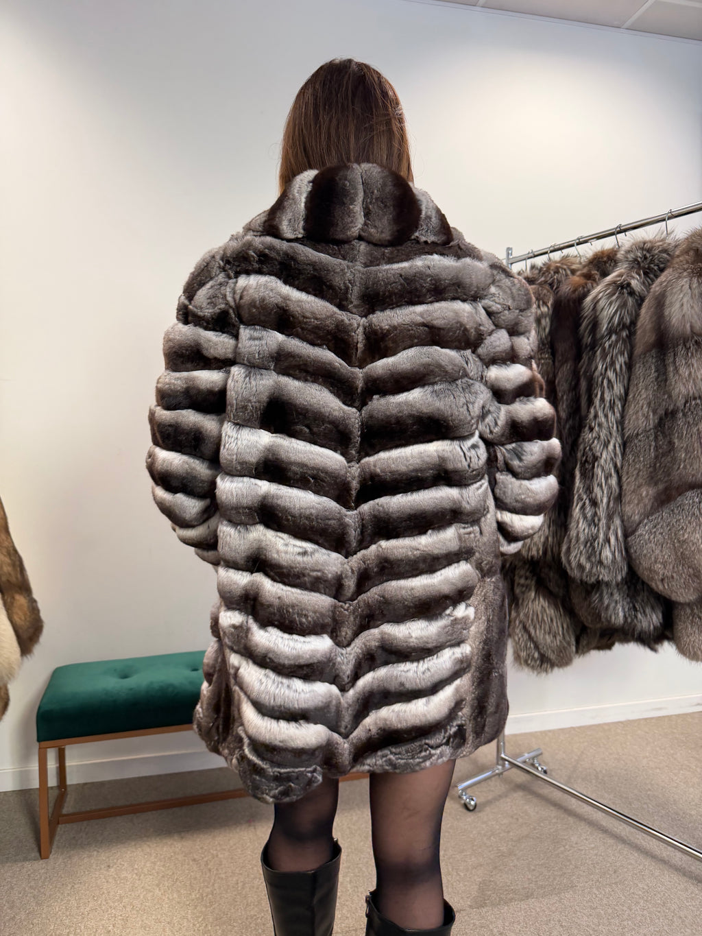 Chinchilla Fur Coat — Large Size, Real Chinchilla Fur