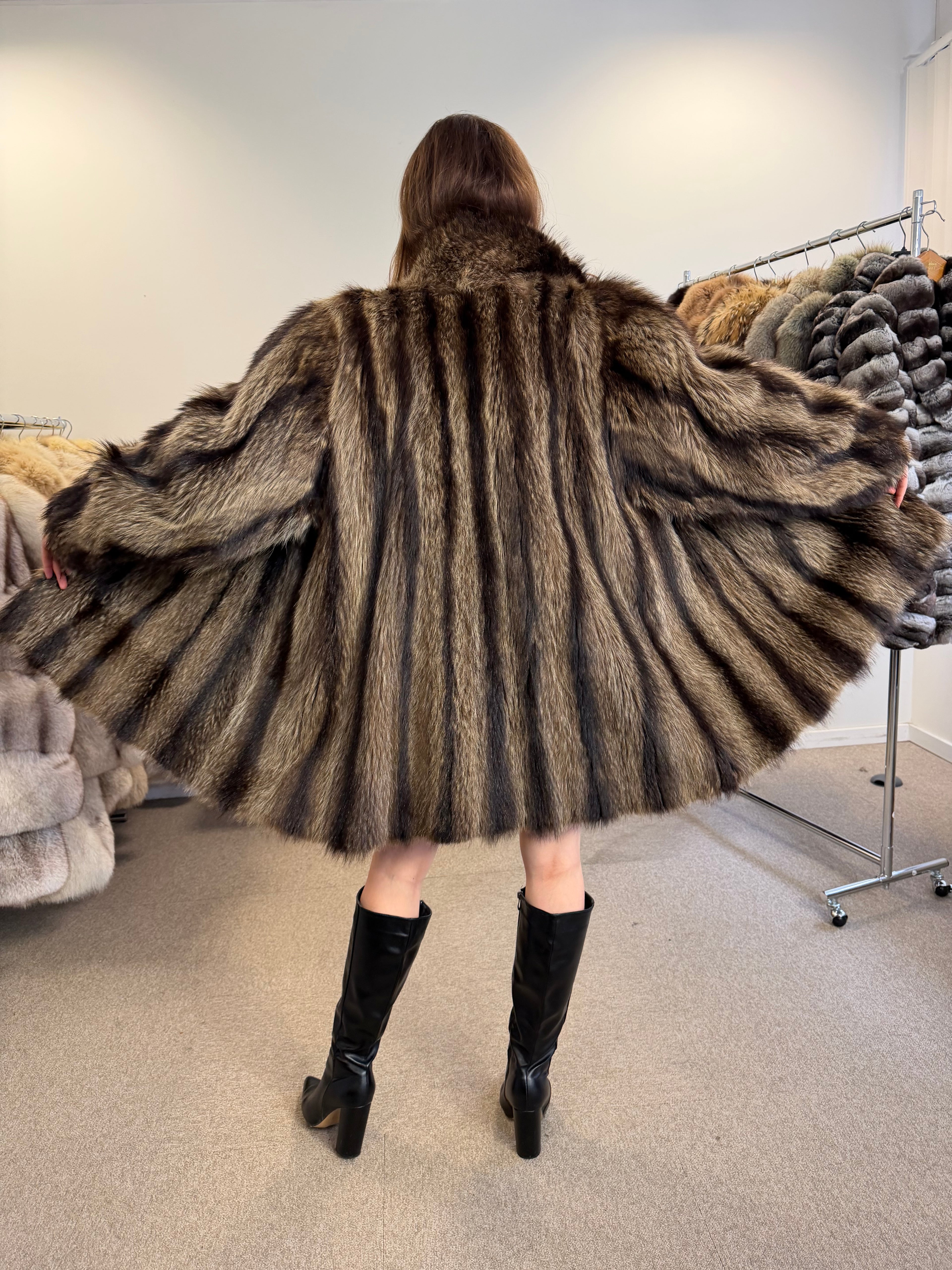 Raccoon Fur Coat, Size L
