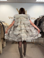 White Nordic Fox Fur Vest, Medium, New