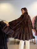 Mink Fur Coat, Brown Swinger, One Size