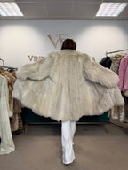 White Nordic Fox Fur Coat, One Size up to 4XL, Open Front
