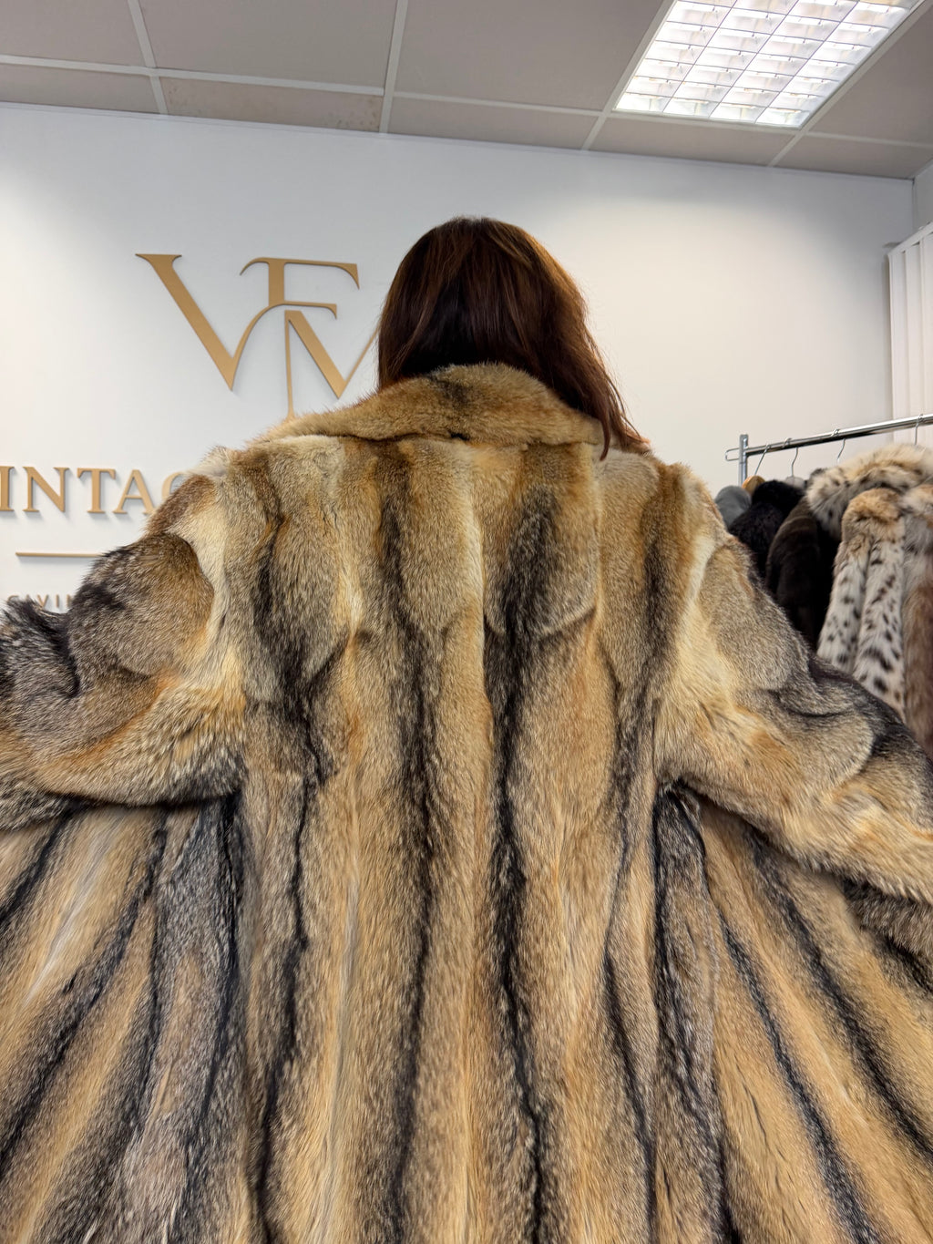 Coyote Fur Coat for Men, XL, Full Length