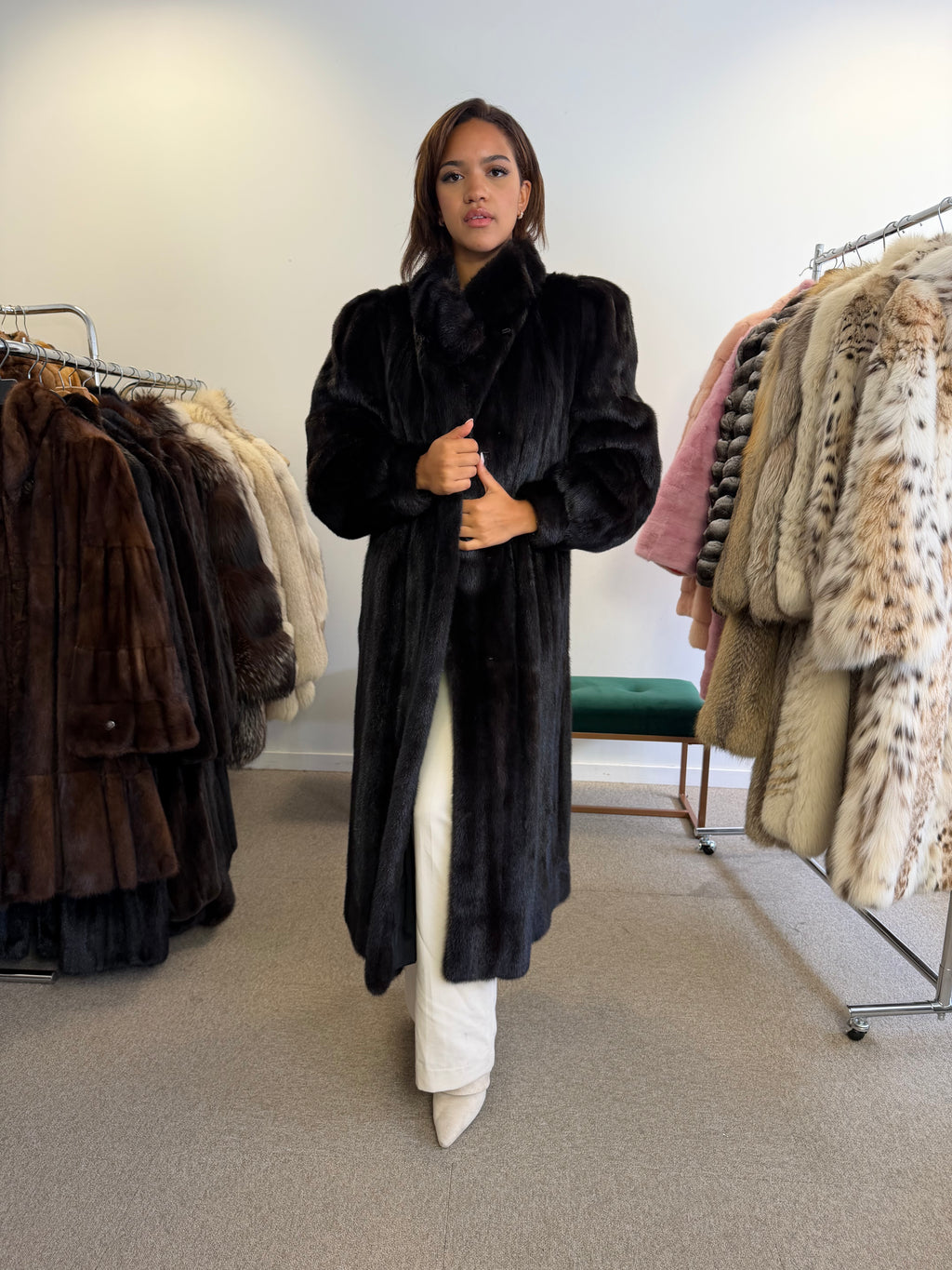 Mink Fur Coat, Black SAGA Pelsland, XXL