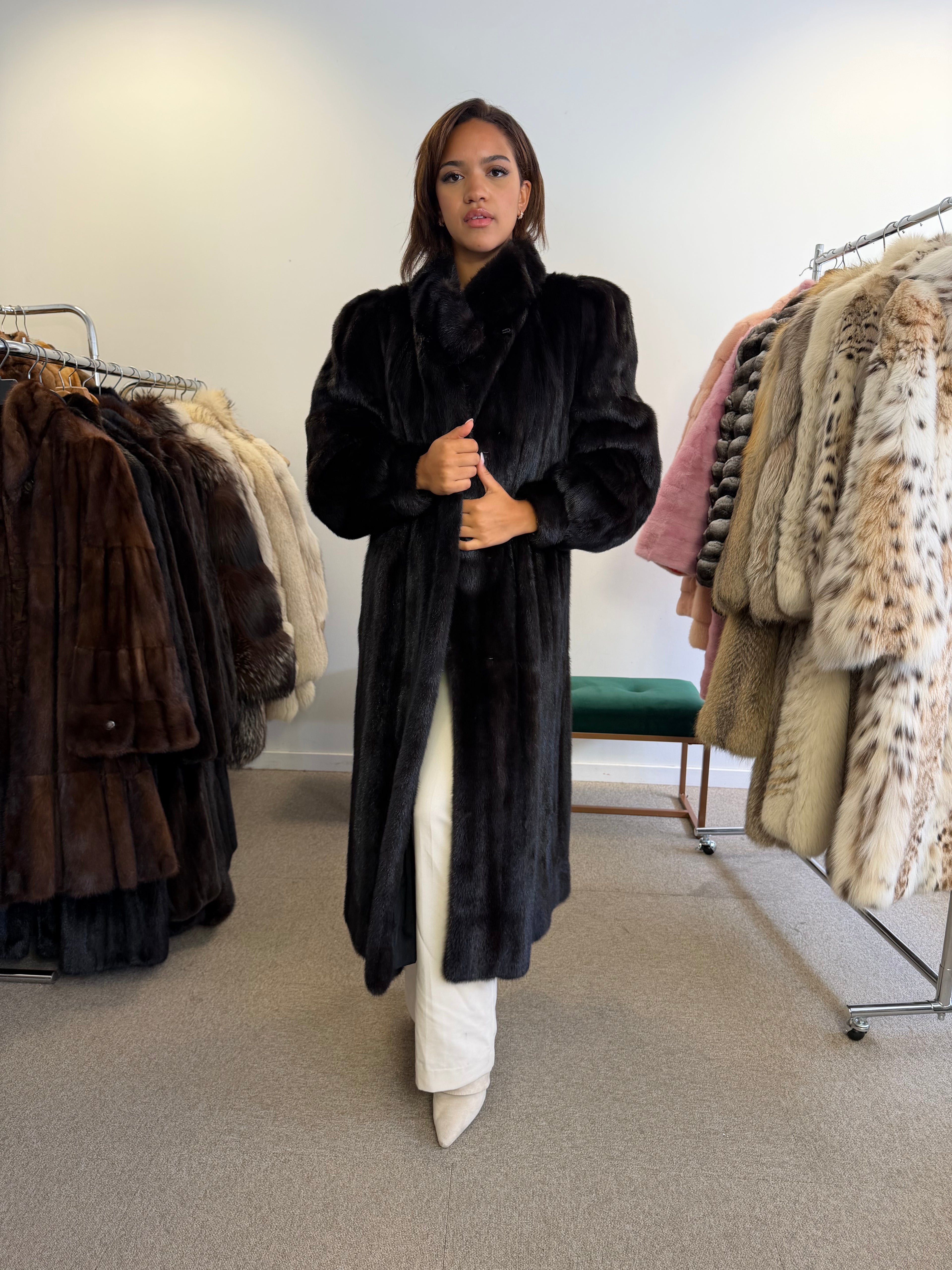 Mink Fur Coat, Black SAGA Pelsland, XXL