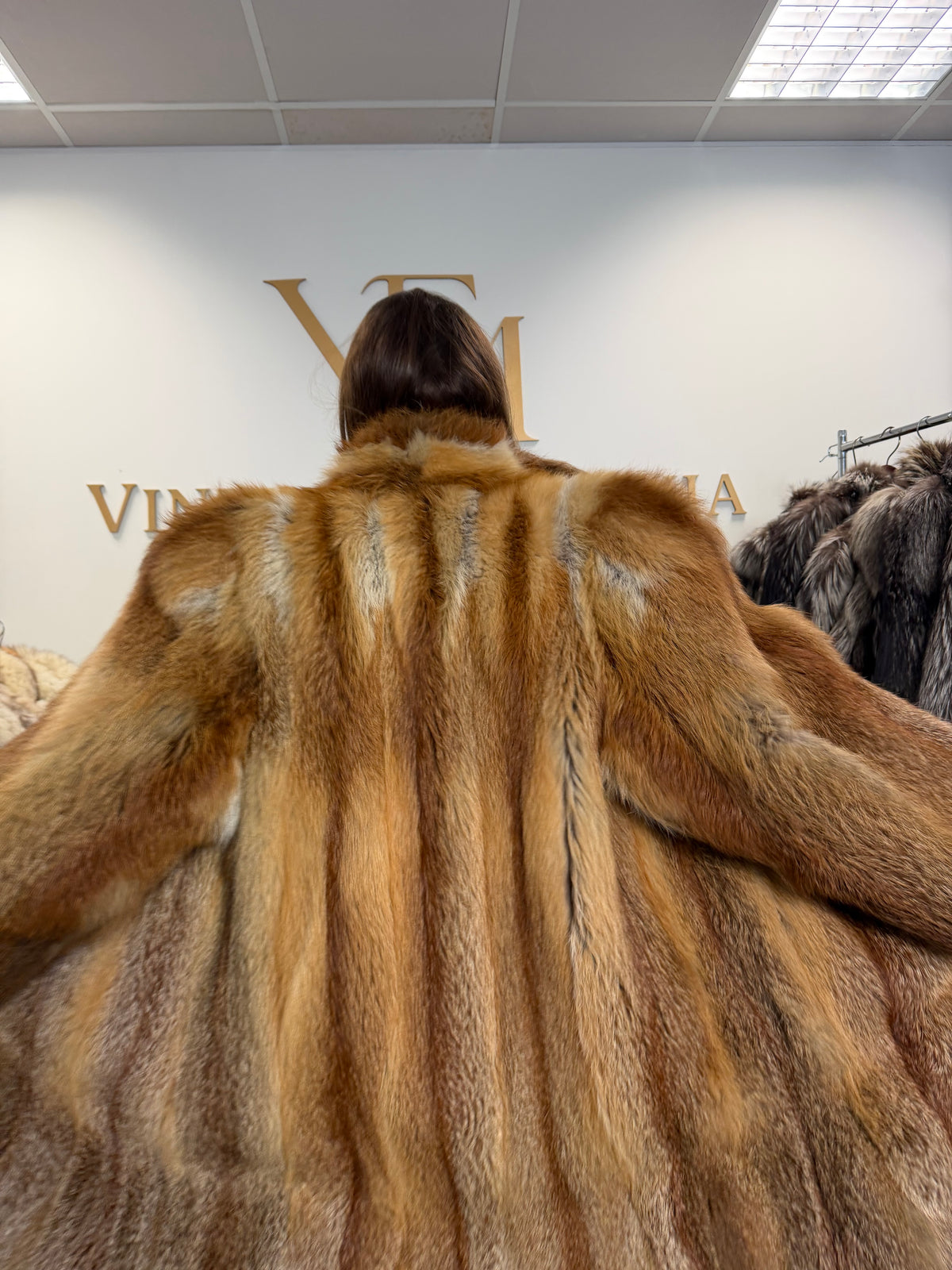 Red Fox Fur Coat, Large, Fluffy