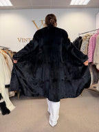 Black Sheared Rabbit Fur Coat, Small, Full Length