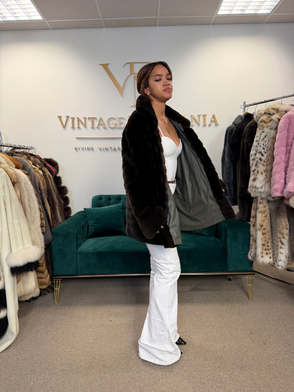 Black Sheared Mink Fur Jacket, XL, Reversible