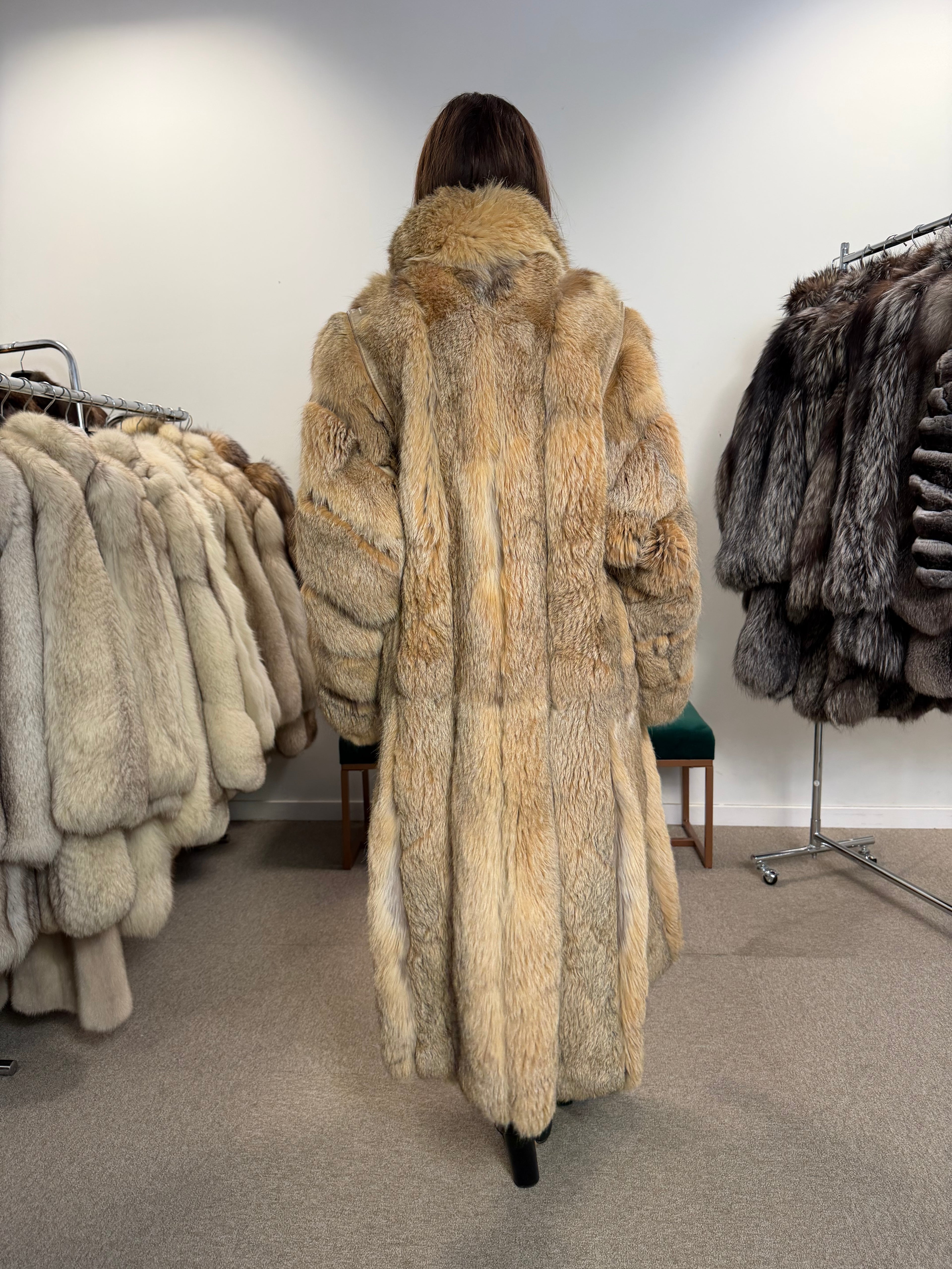 Lynx & Fox Fur Coat, Convertible, Full Length, Size L