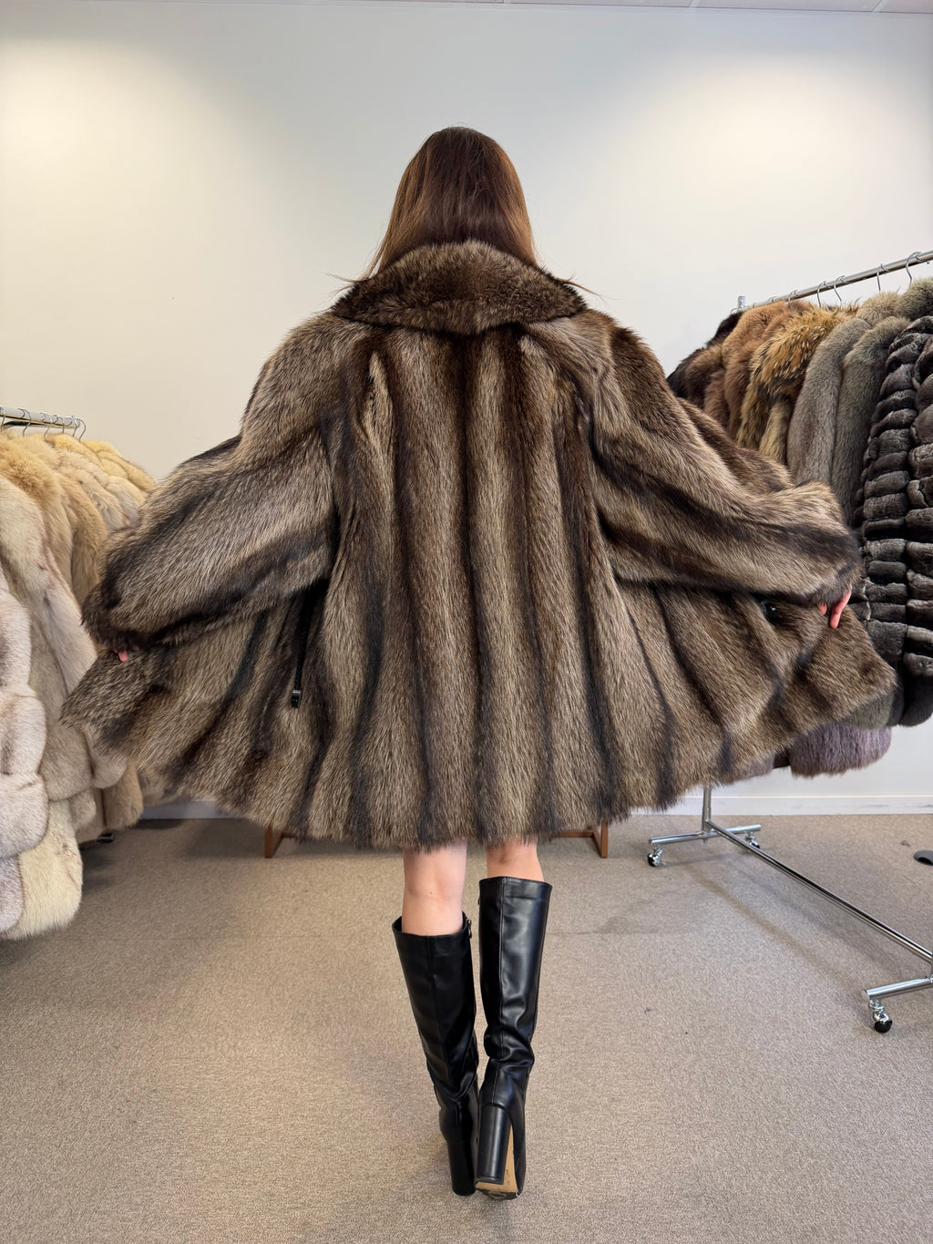 Raccoon Fur Coat, Size XL