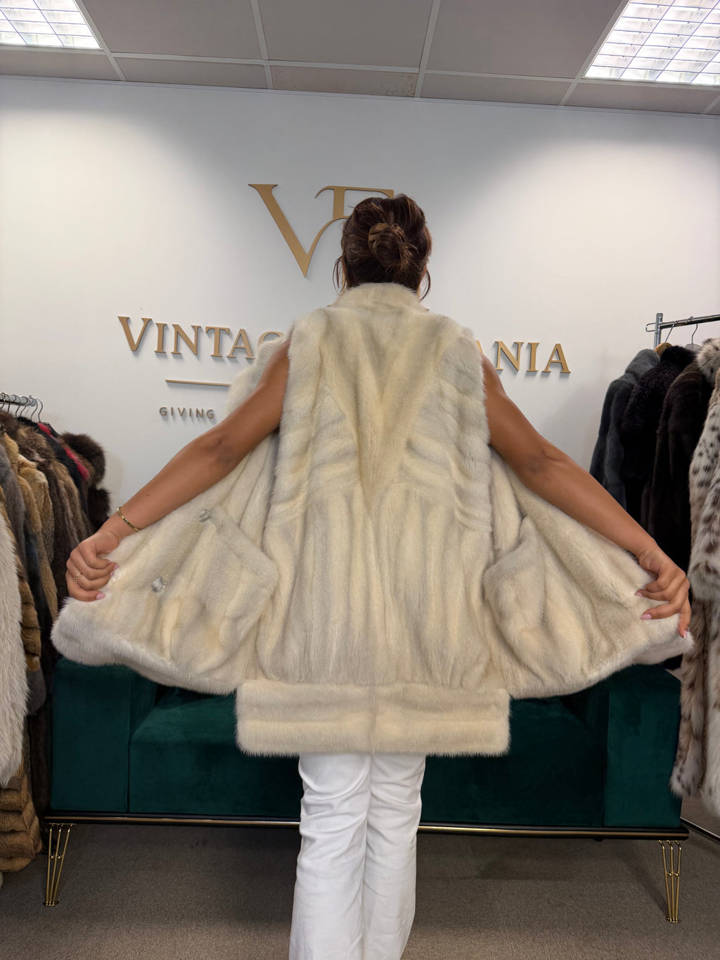 White Mink Fur Vest, Large