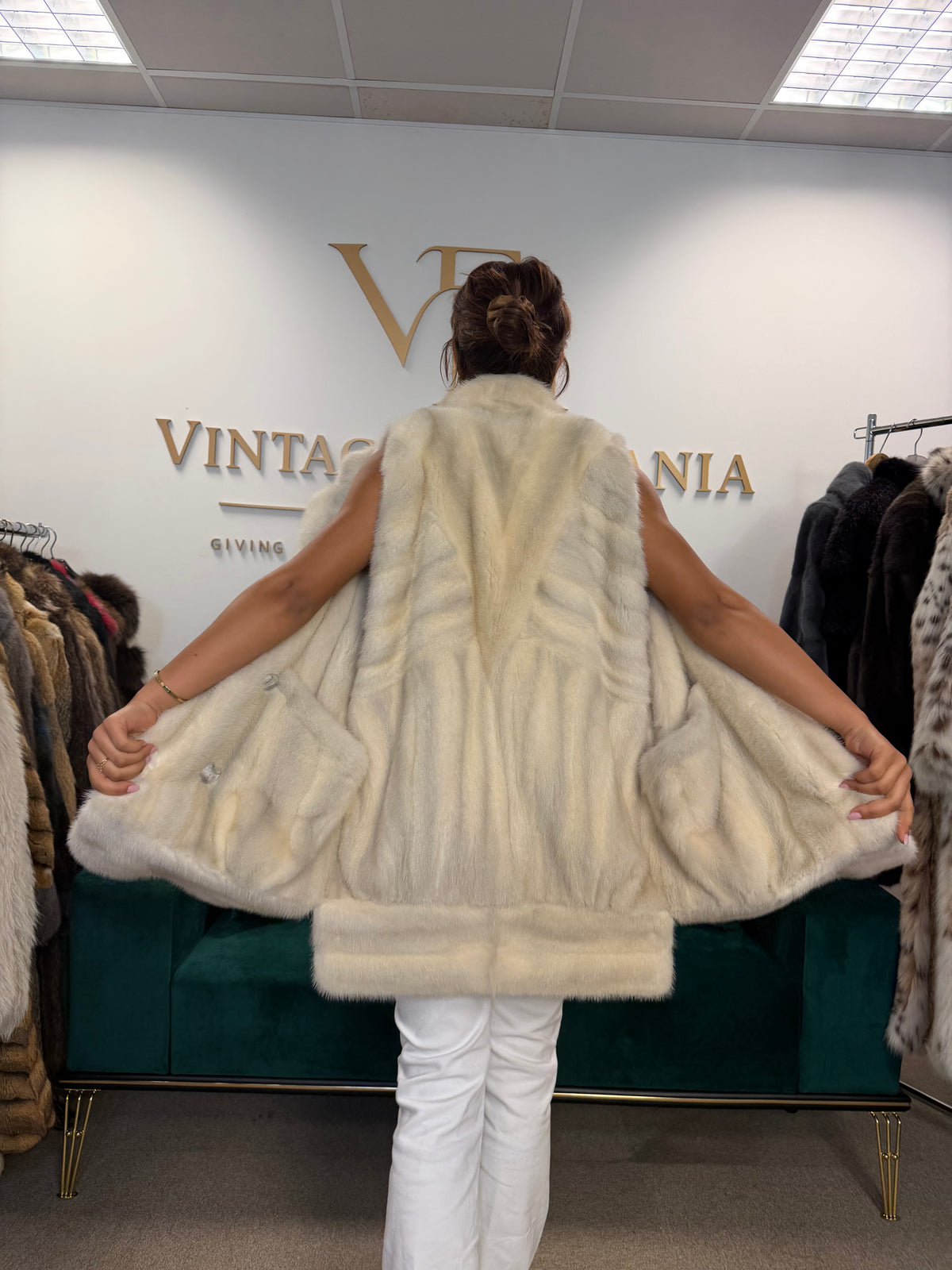 White Mink Fur Vest, Large