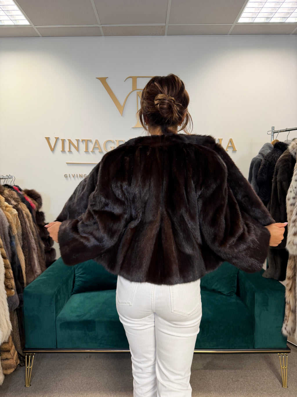 Dark Brown SAGA Mink Fur Jacket, Medium, Short