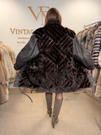 Dark Brown Mink Fur Jacket, Medium, Leather